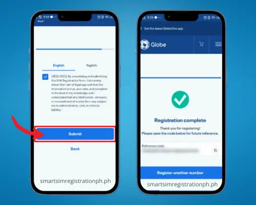 Register Globe SIM using GlobeOne App step 9