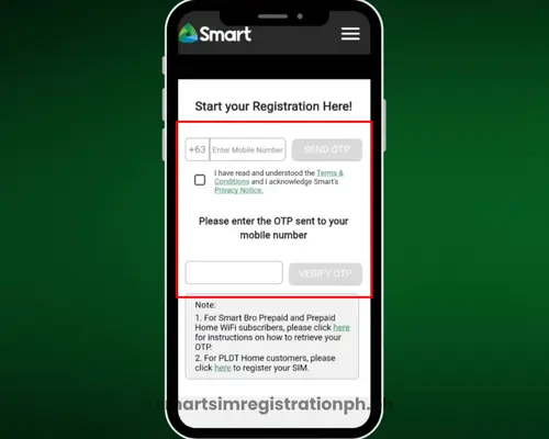 Register Smart SIM using Smart App step 3