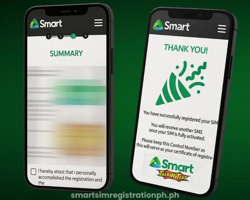 Register Smart SIM using Smart App step 7 and 8