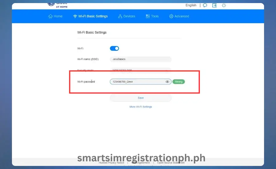 Change Your password globe at home step 05