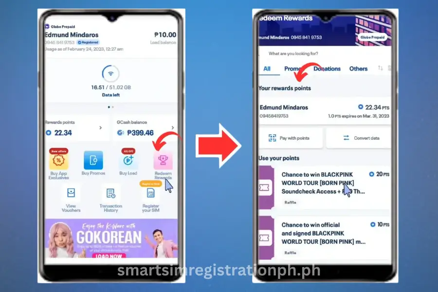 Redeem-Globe-Reward-Points step 01 & 2