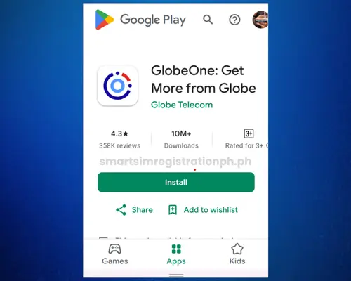 globe one Sim registeration step 1
