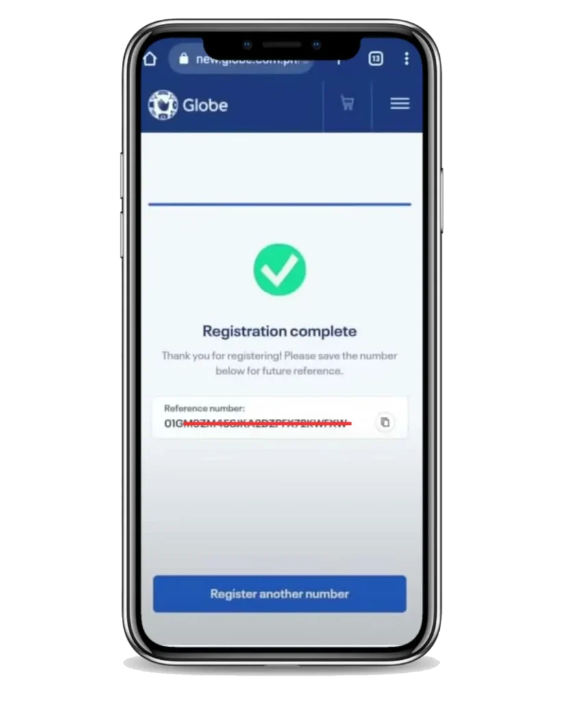 Globe-SIM-Registration-complete