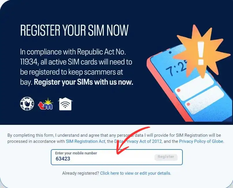 enter your mobile number 