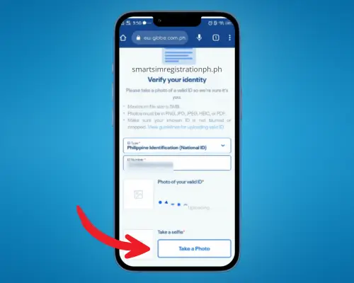 Globe SIM Registration Online Step 6