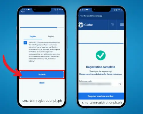 Globe SIM Registration Online Step 7